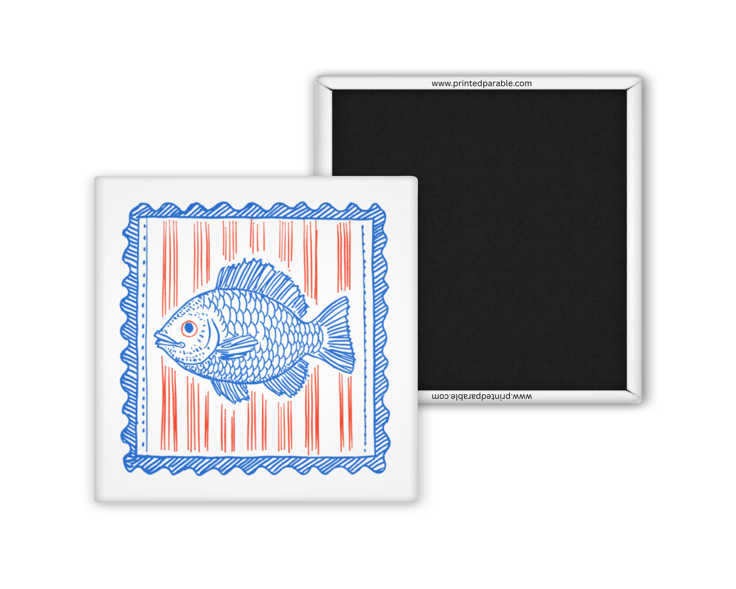 Blue fish stamp magnet, fishermen aesthetic, coastal summer magnet