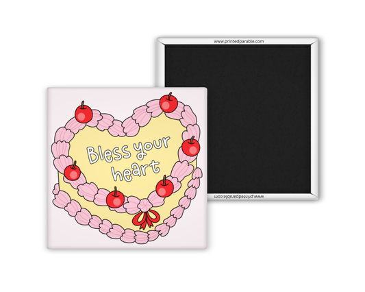 Bless your heart cake magnet, funny southern sayings magnet, Nashville style