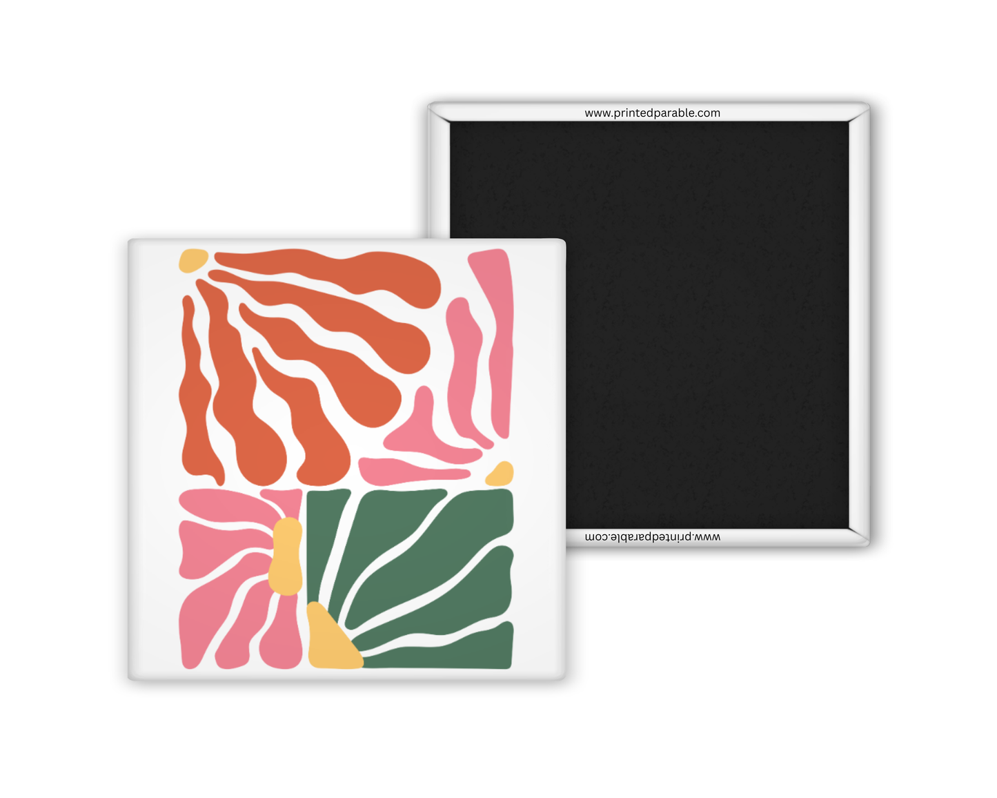 Block style abstract floral magnet