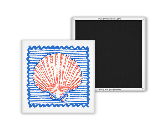 Shell stamp magnet, fishermen aesthetic, coastal summer magnet