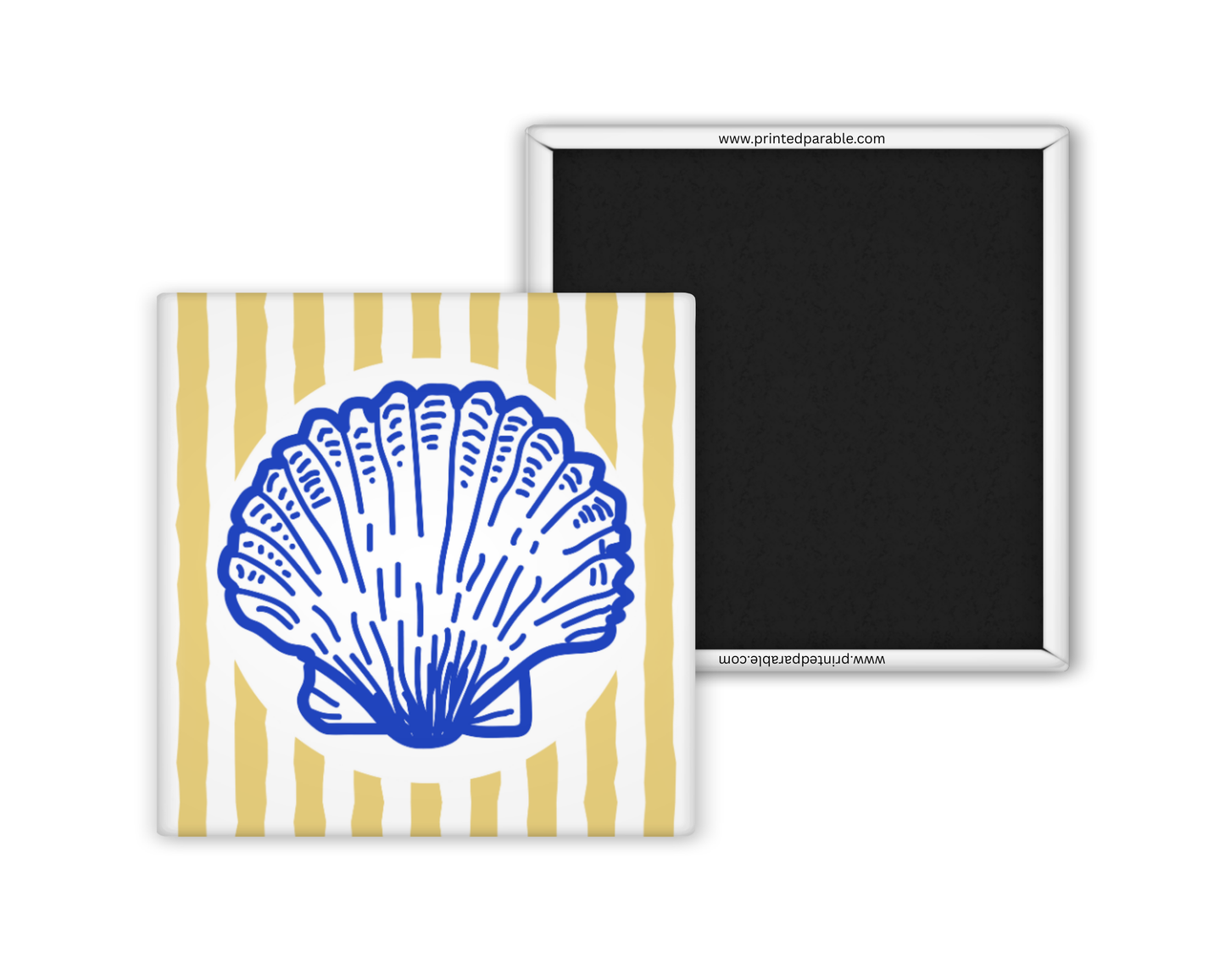 Blue shell magnet, Mediterranean summer style, whimsical coastal magnet