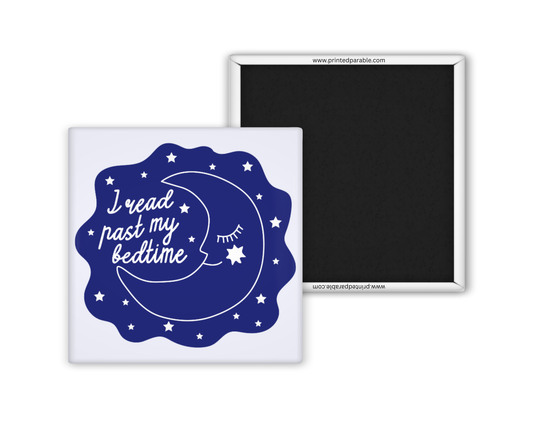 I read past my bedtime magnet, bookish apparel, book accessories, funny bookish merch