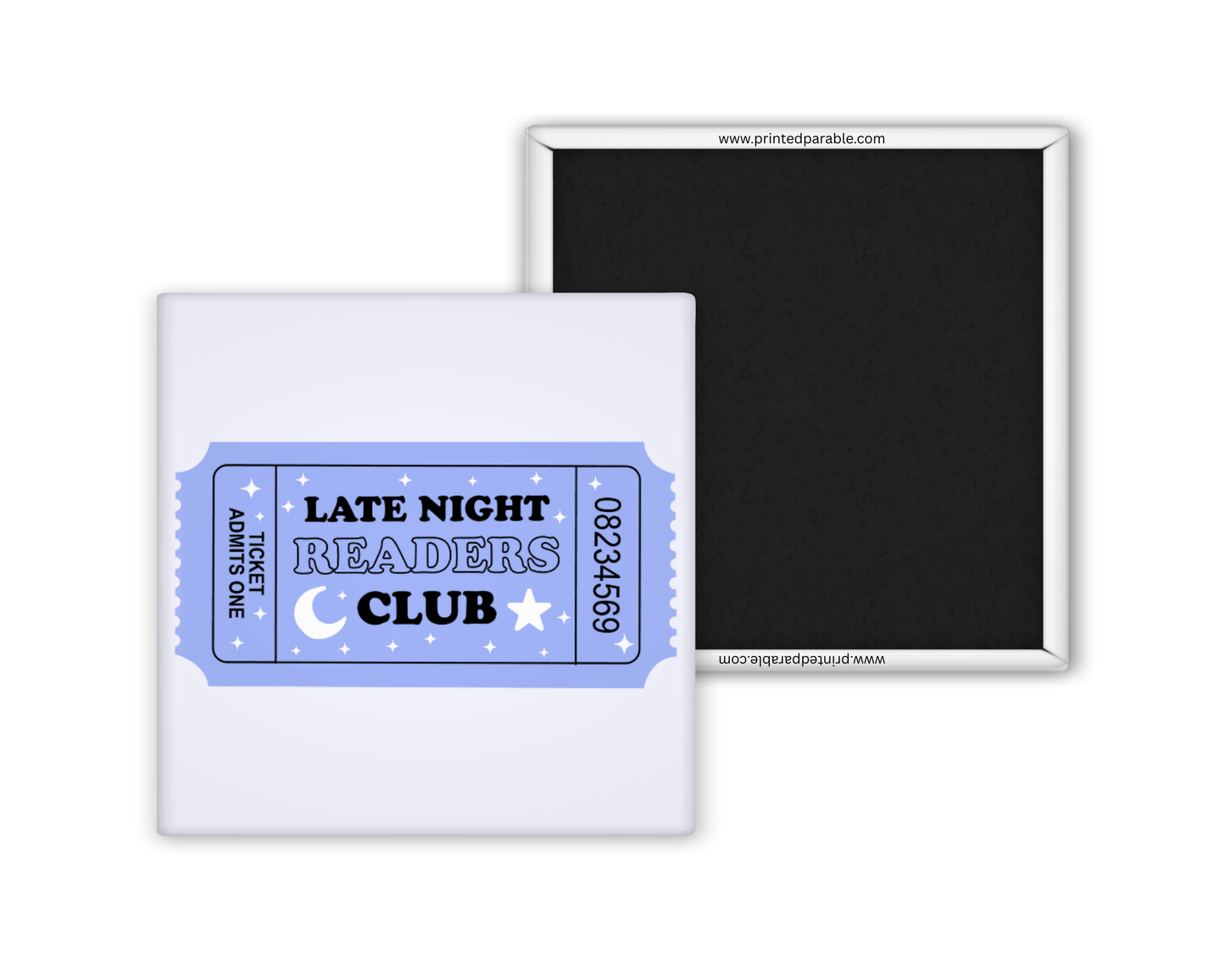 Late night readers club magnet, bookish apparel, book accessories, funny bookish merch
