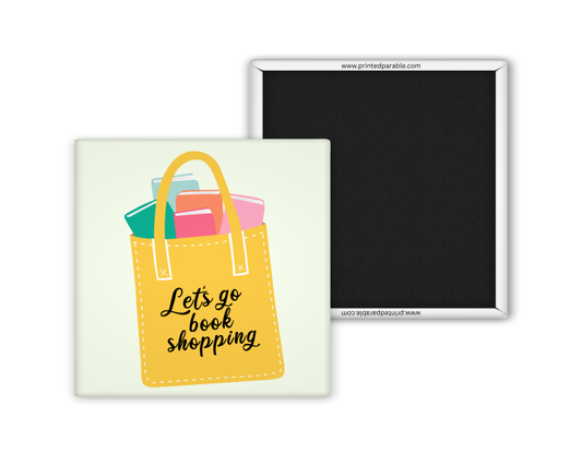 Let's go book shopping magnet, bookish apparel, book accessories, funny bookish merch