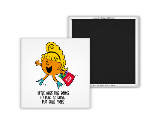 Little miss buys books magnet, bookish apparel, book accessories, funny bookish merch