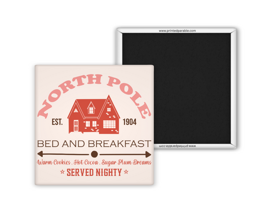 North Pole bed and breakfast vintage magnet