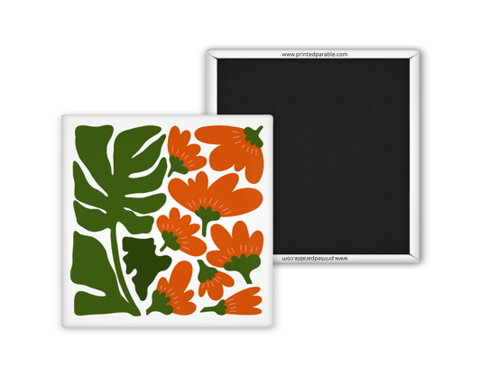 Orange retro flower magnet