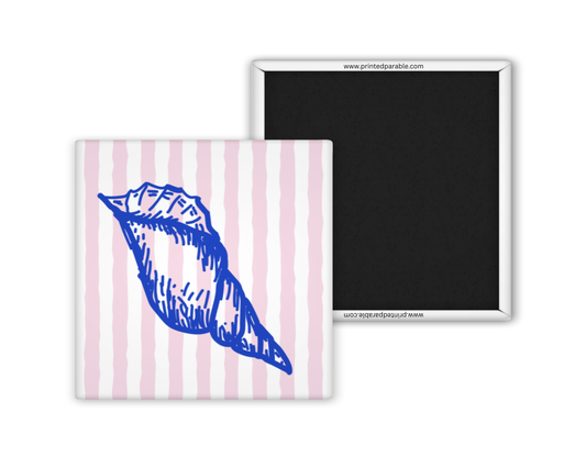 Pink conch shell magnet, Mediterranean summer style, whimsical coastal magnet