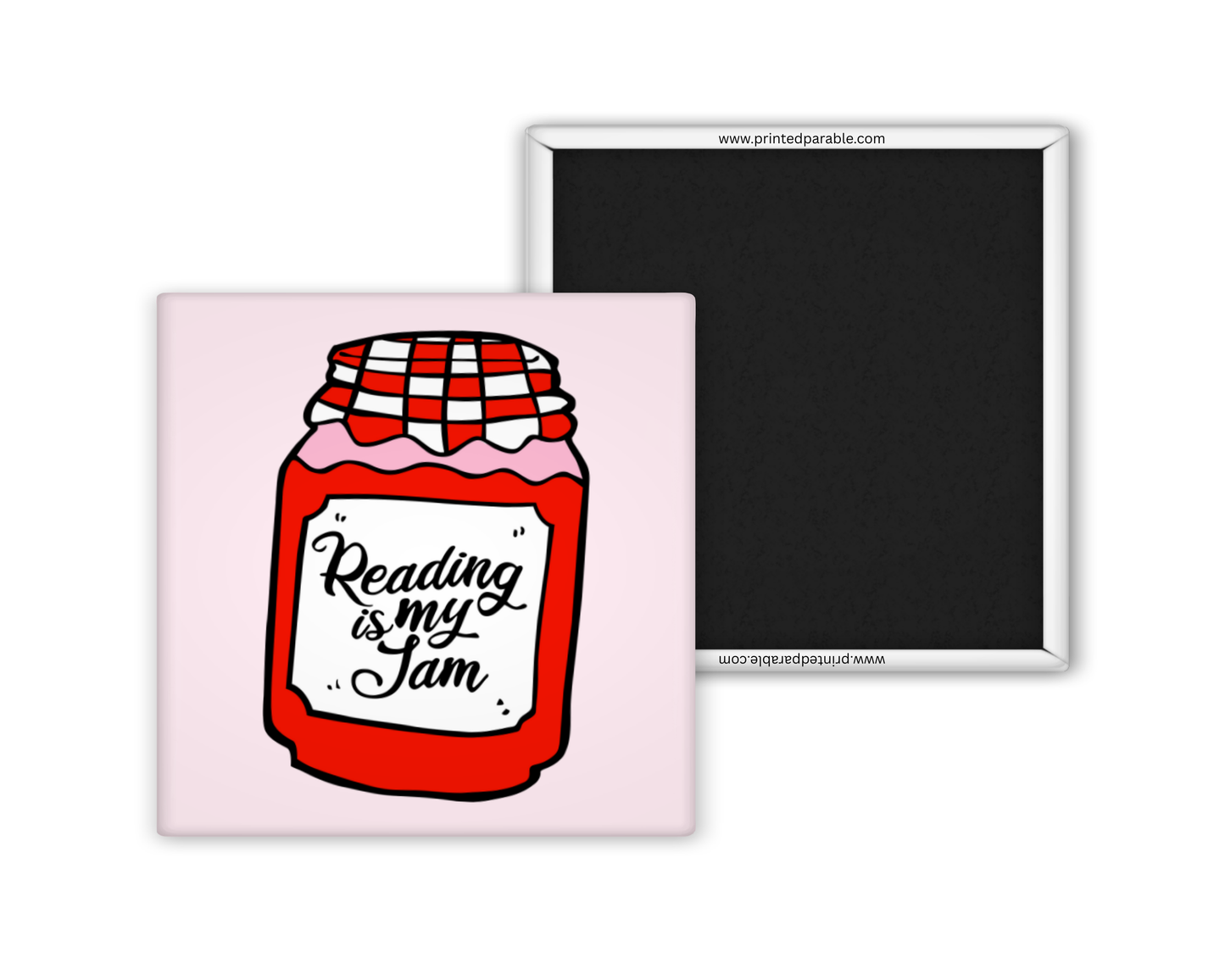 Reading is my jam magnet, bookish apparel, book accessories, funny bookish merch
