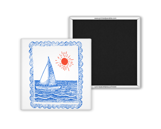 Sailboat stamp magnet, fishermen aesthetic, coastal summer magnet